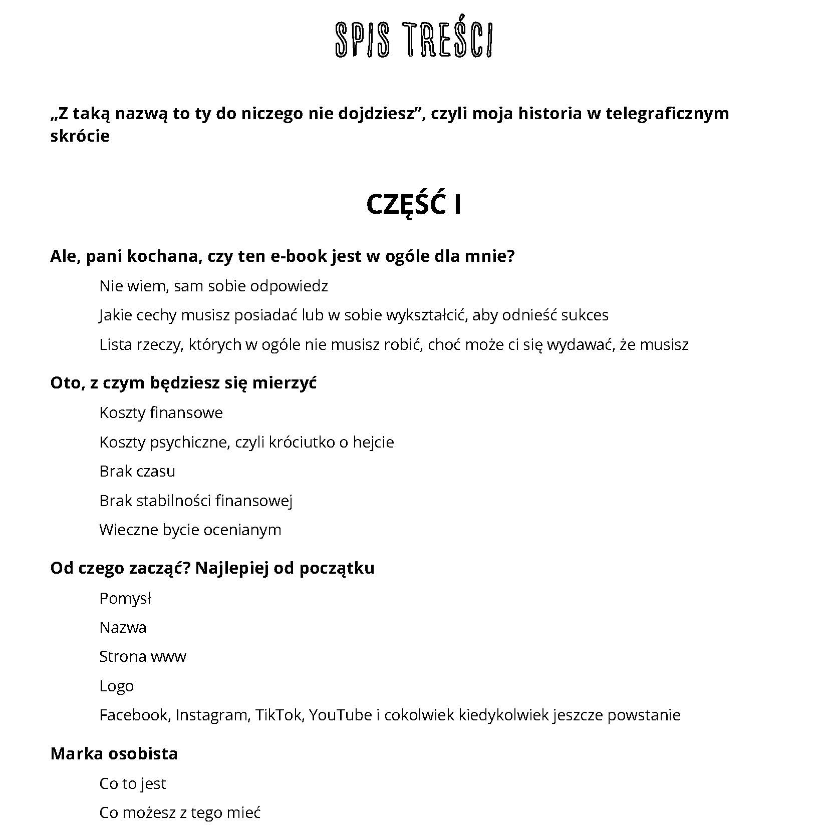 Spis treści, strona 1